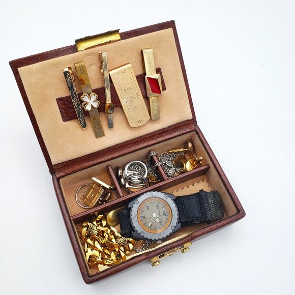 Accessories Vintage Genuine Leather Made In Germany Jewelry Box Full